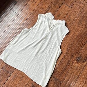 Worthington White Sleeveless Muscle Tee with Mandarin Collar